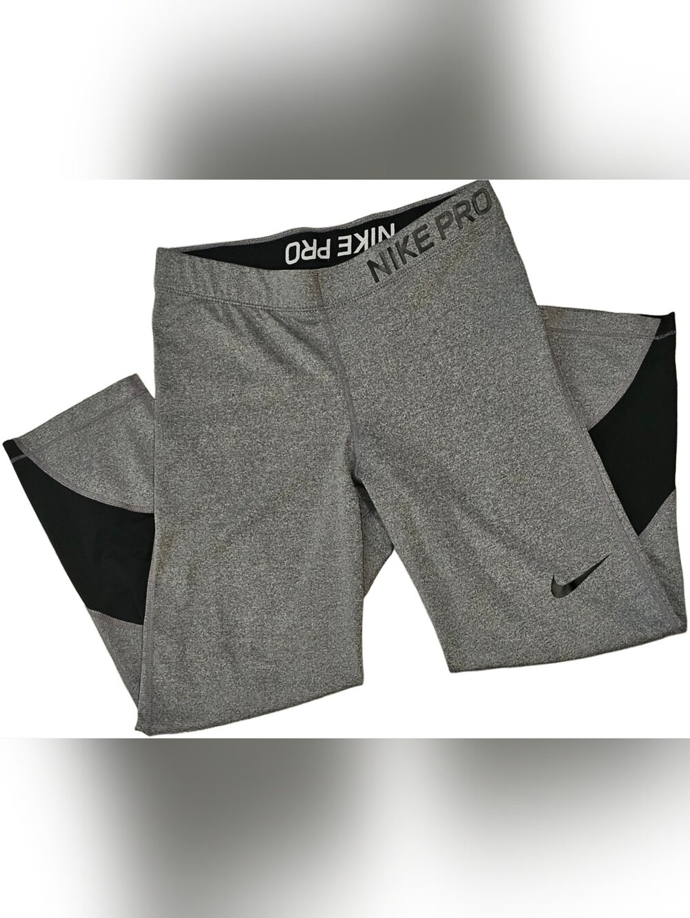 Nike Pro Womens Dri Fit Training Capri Leggings - Cropped Grey Black Medium EUC